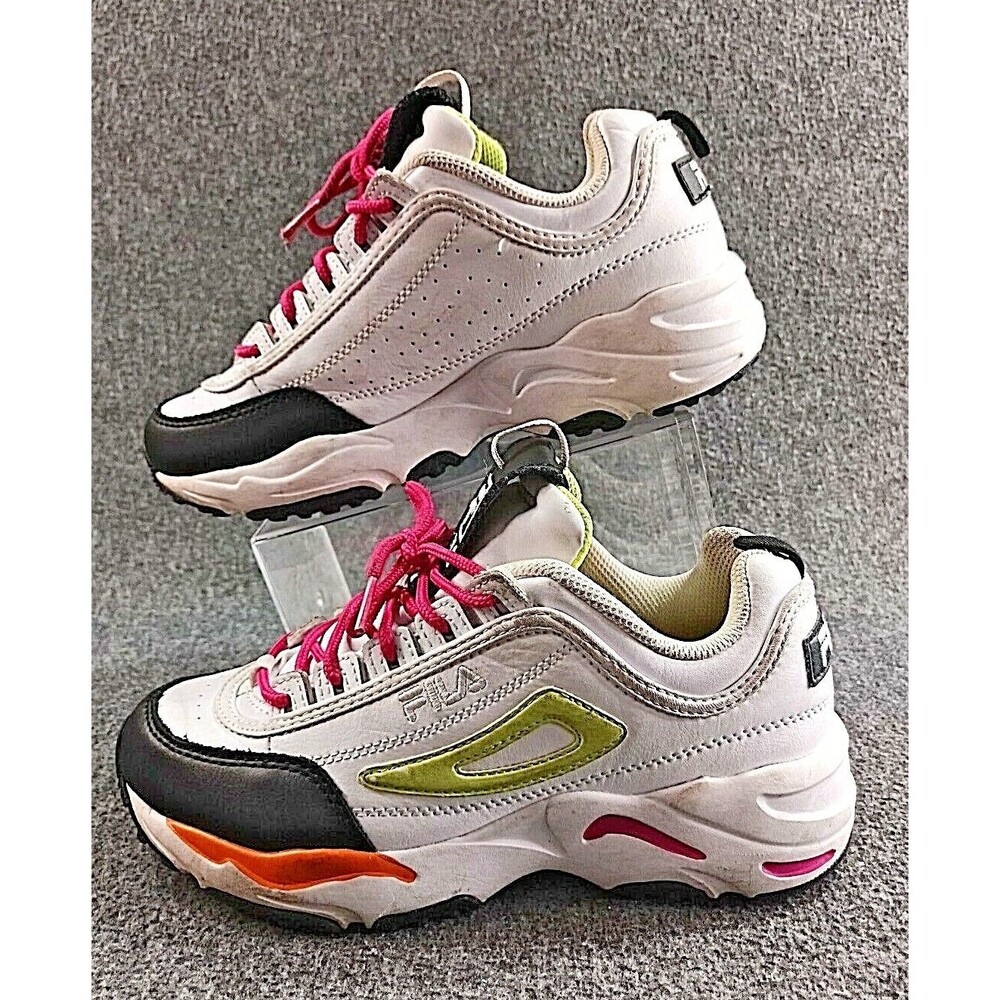 FILA Disruptor II Xray Tracer White Green Orange Women's Size 6 1/2 Pink Laces